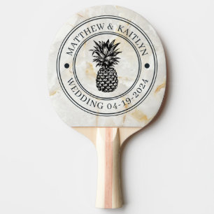 Calacatta Gold Ananas Hochzeitswappen & Namen Tischtennis Schläger