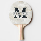 Calacatta Gold Marble Monogram & Name Overlay Tischtennis Schläger (Rückseite)