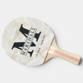 Calacatta Gold Marble Monogram & Name Overlay Tischtennis Schläger (Seitenansicht)