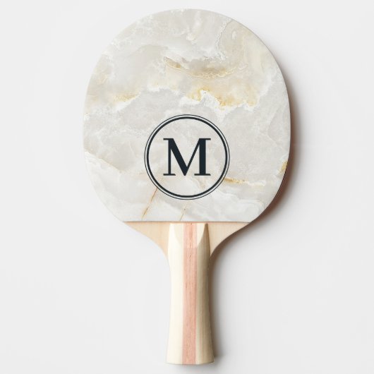 Calacatta Gold Marble Stone Monogram Tischtennis Schläger (Vorderseite)