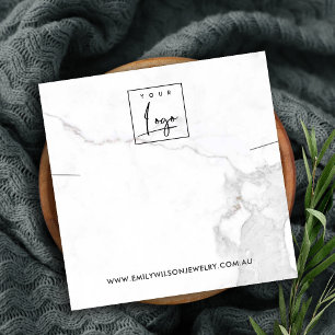 CALACATTA MARBLE TEXTURE NEKLACE EARRING DISPLAY QUADRATISCHE VISITENKARTE