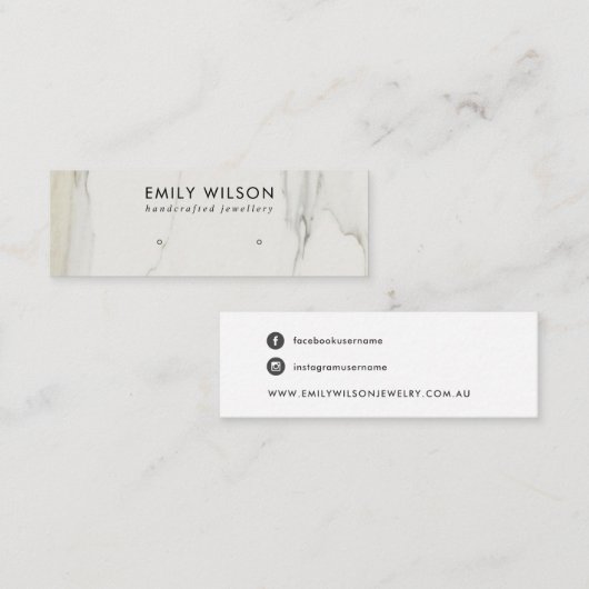 CALACATTA MARBLE TEXTURE STUD EARRING DISPLAY MINI VISITENKARTE (Vorne/Hinten)