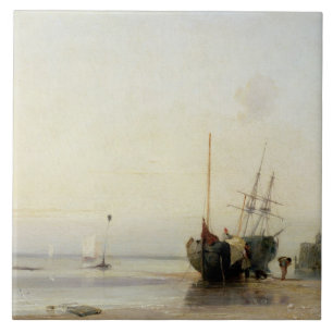 Calais-Pier, c.1823-24 (Öl auf Platte) Fliese