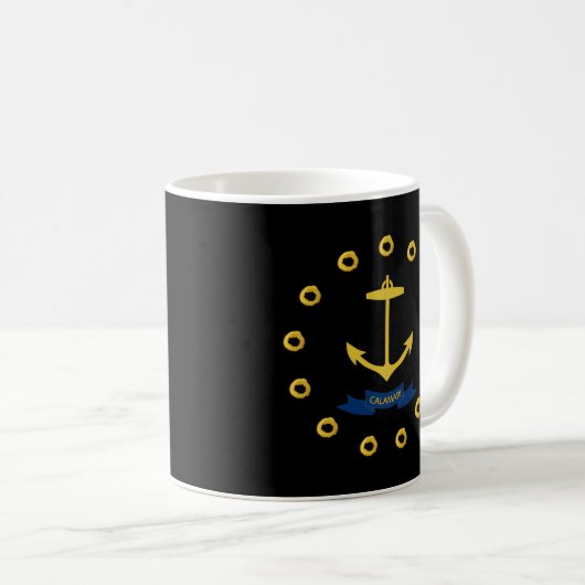 Calamari Rhode Island Flag Kaffeetasse (VorderseiteRechts)