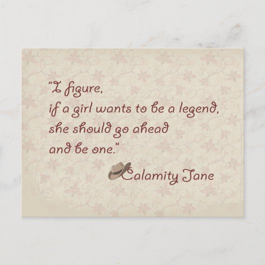 Calamity Jane, sei ein legendäres inspirierendes Z Postkarte (Vorderseite)