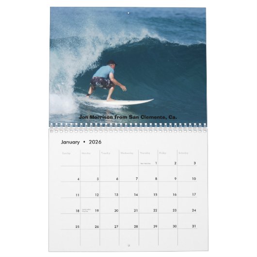 Calander, alte Typ-Brandung Costa Rica Kalender (Jan 2026)