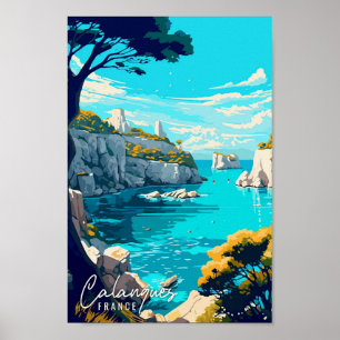 Calanques France Art Vintage Reise Illustration Poster