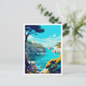 Calanques France Art Vintage Reise Illustration Postkarte (Stehend Vorderseite)