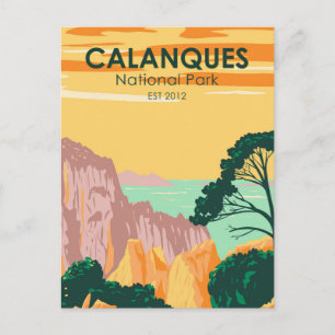 Calanques Nationalpark Frankreich Vintag Postkarte