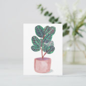 Calathea Gebet Pflanze Wasserfarbe Postkarte (Stehend Vorderseite)