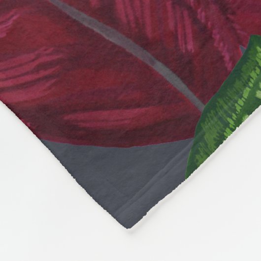 Calathea Pflanze Muster - Mitternachtsblau Fleecedecke (Ecke)