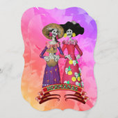 Calavera Amigas Dia De Los Muertos Einladung (Vorne/Hinten)