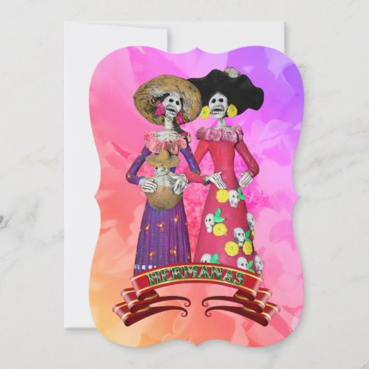 Calavera Amigas Dia De Los Muertos Einladung (Vorderseite)