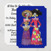 Calavera Amigas Einladung (Vorne/Hinten)