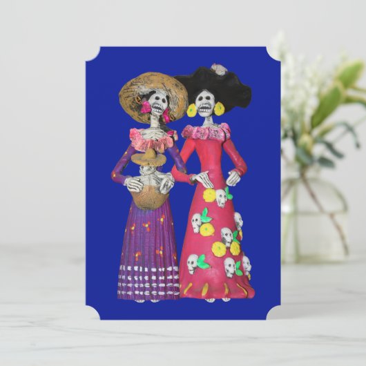 Calavera Amigas Einladung (Stehend Vorderseite)