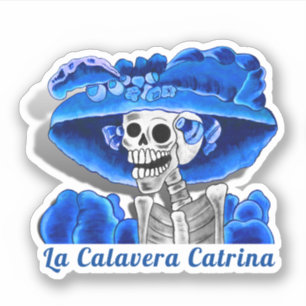 Calavera Blue Dia De Los Muertos Aufkleber