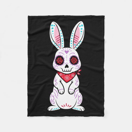 Calavera Bunny Rabbit Zucker-Schädel-Tag Der Fleecedecke (Vorderseite)