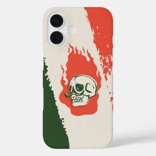 Calavera Caliente - flammender Schädel mit Mustach iPhone 16 Hülle