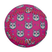 Calavera Cat Art Pattern Baseball (Vorderseite Links)