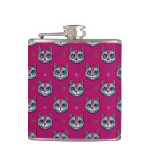 Calavera Cat Art Pattern Flachmann (Vorderseite)