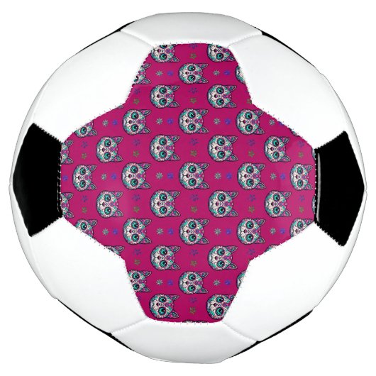 Calavera Cat Art Pattern Fußball (Gedreht)