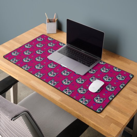 Calavera Cat Art Pattern Schreibtischunterlage (Büro 2)