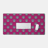Calavera Cat Art Pattern Schreibtischunterlage (Tastatur & Maus)