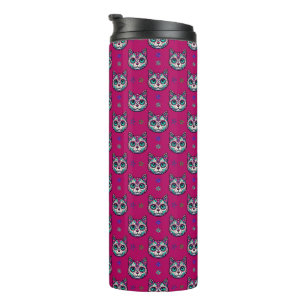 Calavera Cat Art Pattern Thermosbecher