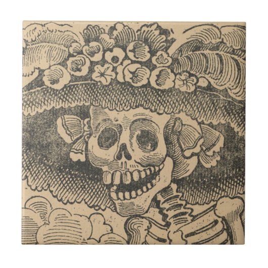 Calavera Catrina (Dapper Skelett) (Eleganter Schäd Fliese (Vorderseite)