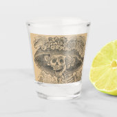 Calavera Catrina (Elegantes Skelett) (Windelschäde Schnapsglas (Vorderseite)