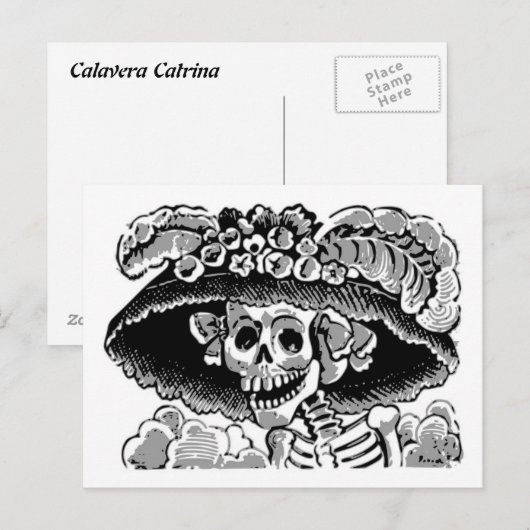 Calavera catrina Postkarte (Vorne/Hinten)