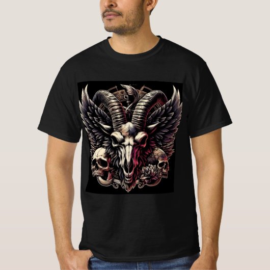 Calavera del Macho Cabrío con Alas - Diseño Intrép T-Shirt (Vorderseite)