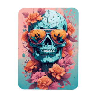 Calavera Floral Colorida Magnet