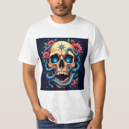 Calavera Floral con Serpientes T-Shirt