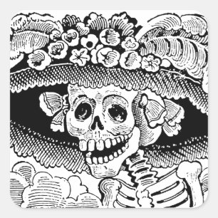 Calavera Garbancera (Catrina) von José Posada Quadratischer Aufkleber