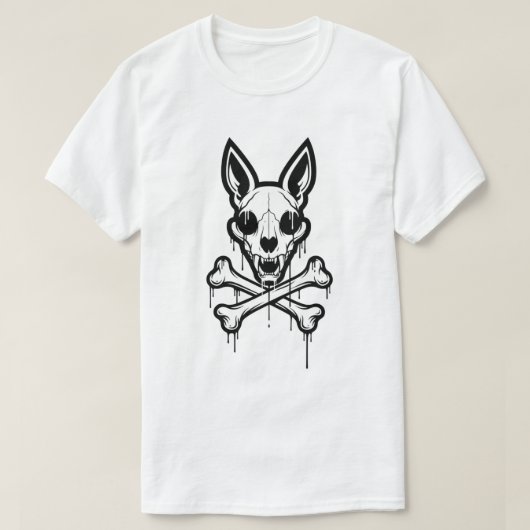 Calavera Gótica de Perro / Zorro con Huesos Cruzad T-Shirt (Design vorne)