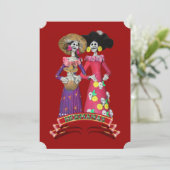 Calavera Hermanas Einladung (Stehend Vorderseite)