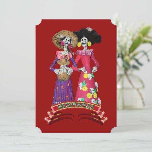 Calavera Hermanas Einladung (Stehend Vorderseite)