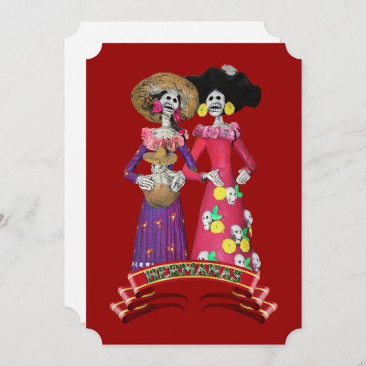 Calavera Hermanas Einladung (Vorne/Hinten)