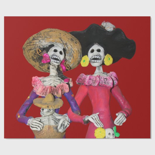 Calavera Hermanas Geschenkpapier (Flach)