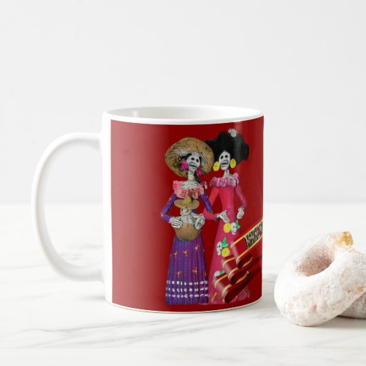 Calavera Hermanas Kaffeetasse (Mit Donut)