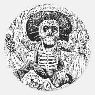 Calavera Oaxaqueña durch José Guadalupe Posada Runder Aufkleber