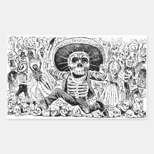 Calavera Oaxaqueña von José Guadalupe Posada 1903 Rechteckiger Aufkleber (Vorderseite)