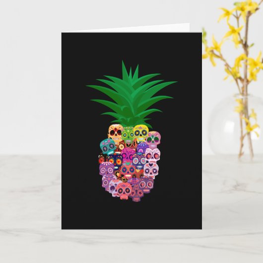 Calavera Pineapple Halloween Karte (Gelbe Blume)