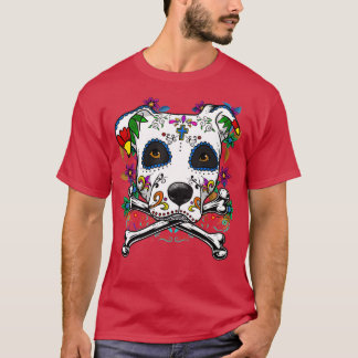 Calavera Pitbull Terrier Dog Dia de Muertos Hallow T-Shirt