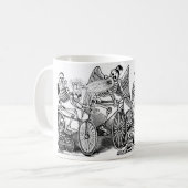 Calavera Radfahrer circa spätem 1800's Mexiko Kaffeetasse (Vorderseite Links)