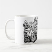 Calavera Radfahrer circa spätem 1800's Mexiko Kaffeetasse (Links)