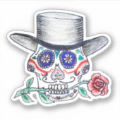 Calavera Rose Halloween Aufkleber (Vorderseite)