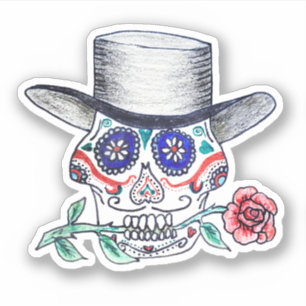 Calavera Rose Halloween Aufkleber