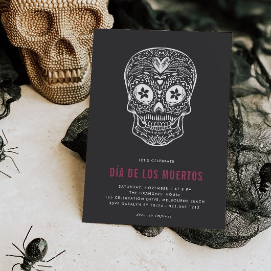 Calavera Skull Dia de los Muertos Party Einladung